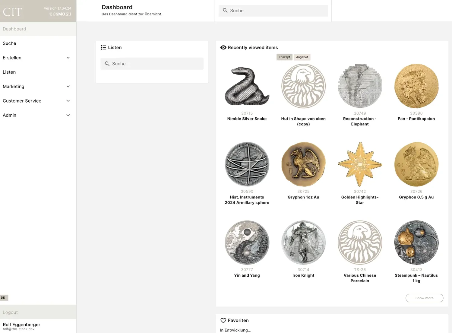 Screenshot aus dem Projekt: cit dashboard
