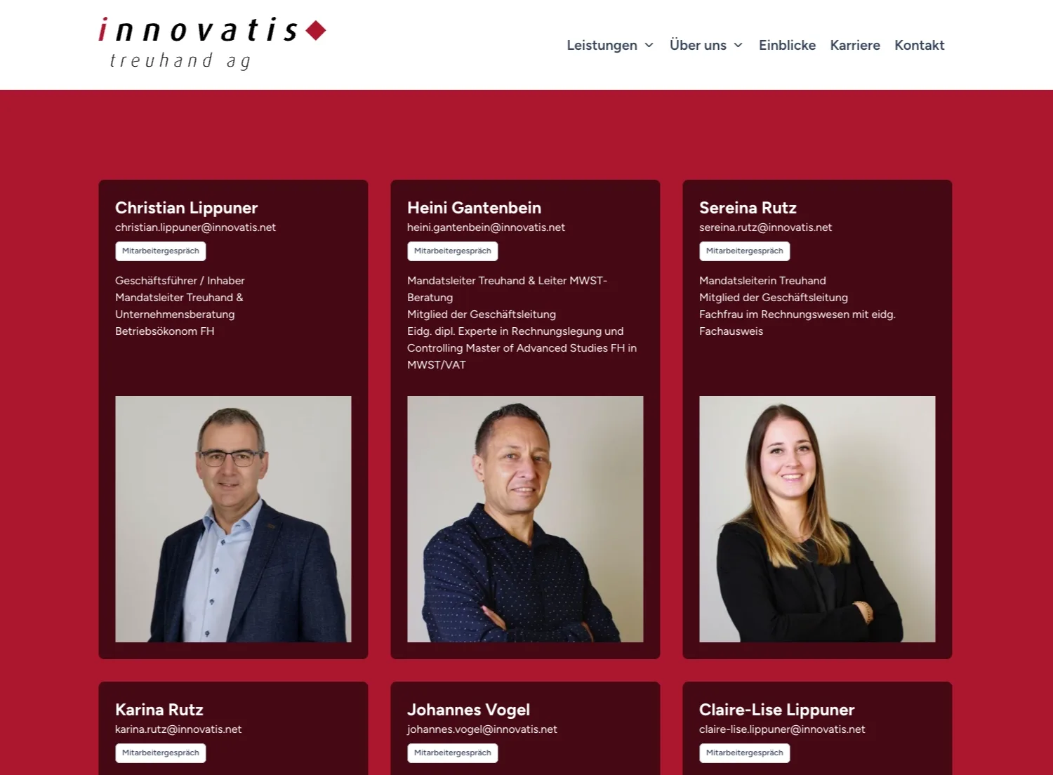 Screenshot aus dem Projekt: innovatis team