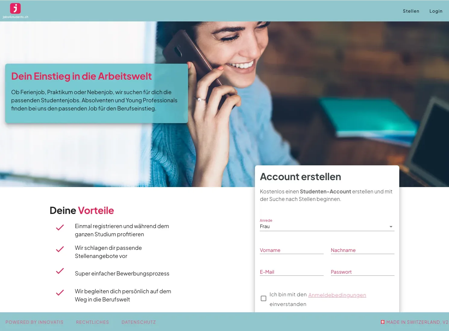 Screenshot aus dem Projekt: j4s home