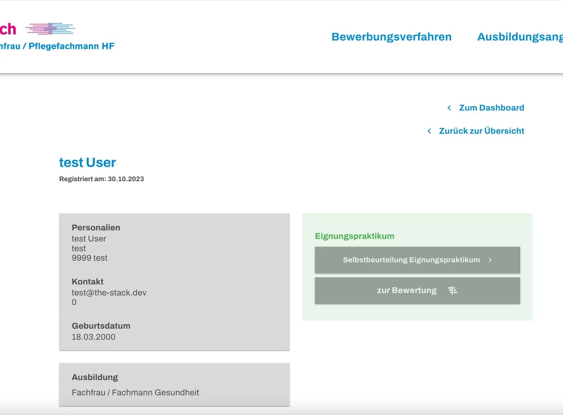 Screenshot aus dem Projekt: oda detail
