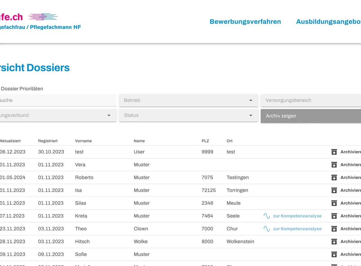 Screenshot aus dem Projekt: oda list