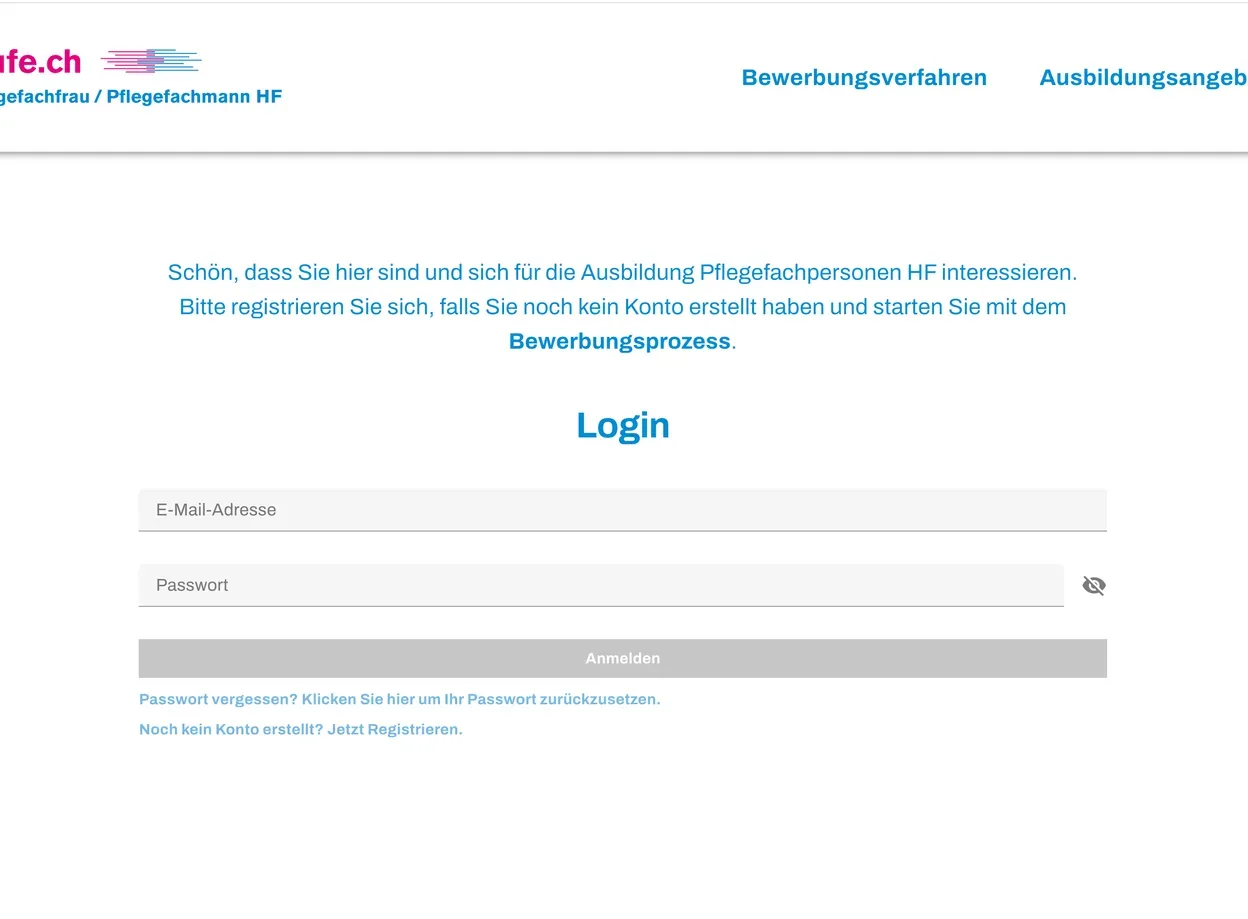 Screenshot aus dem Projekt: oda login